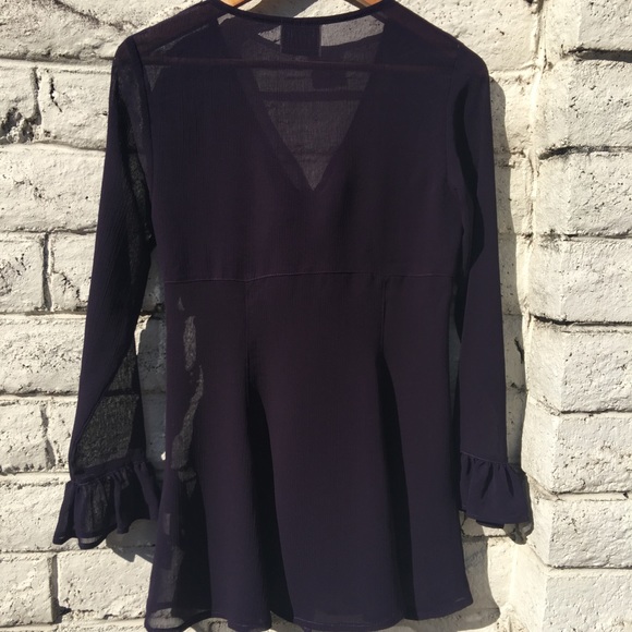 Purple Sheer Long Sleeve Fitted Top Size 10 - Picture 4 of 13
